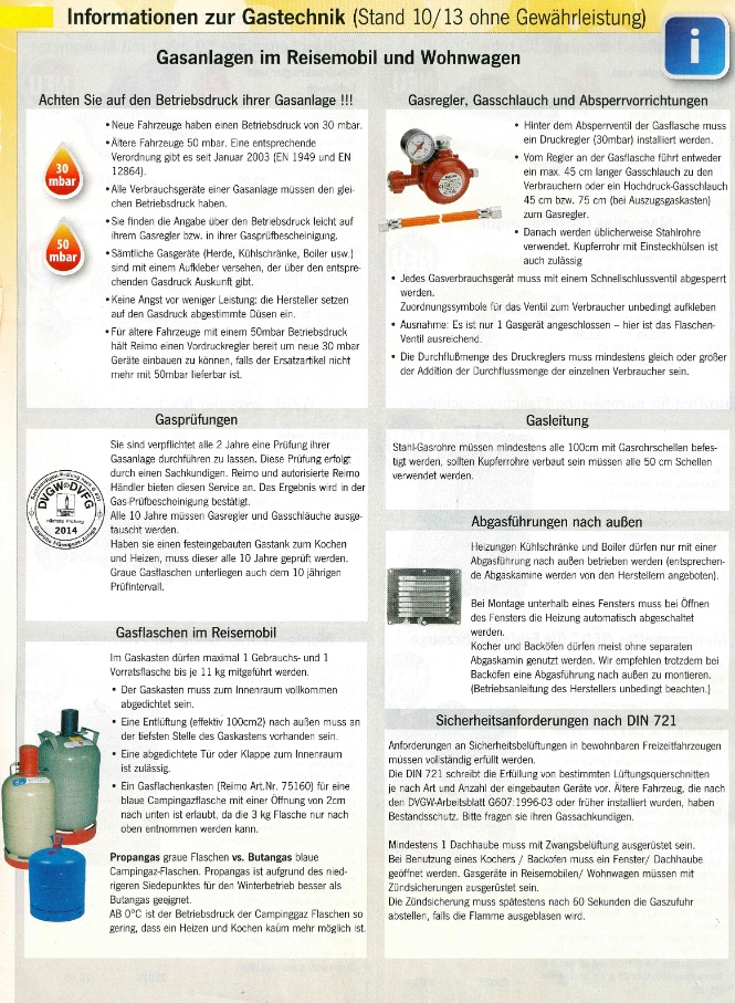 Gasanlagen in Wohnmobil und Caravan D